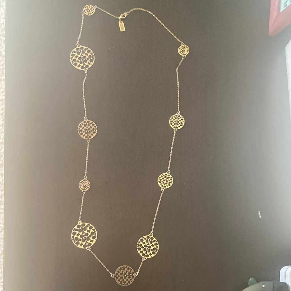 Elegant Coach Gold Necklace with Circular Signature C Accents